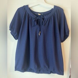Michael Kors Royal Blue Blouse with Drawstring Neckline